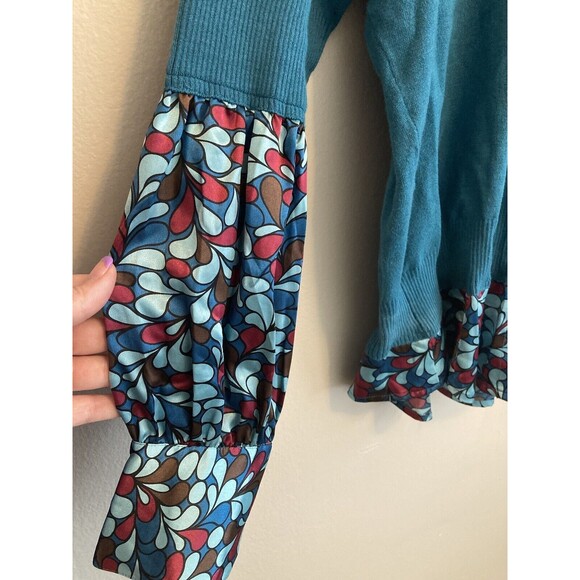 Bisou Bisou Women’s Fall Sweater Multicolor V-Neck Collared Layered Size Large - Picture 6 of 16